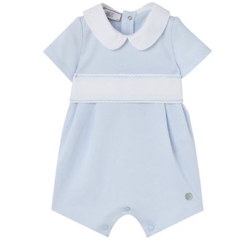 Paz Rodriguez Baby Blue Cotton Romper