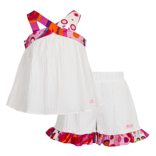 Emilio Pucci White Frill Shorts Suit