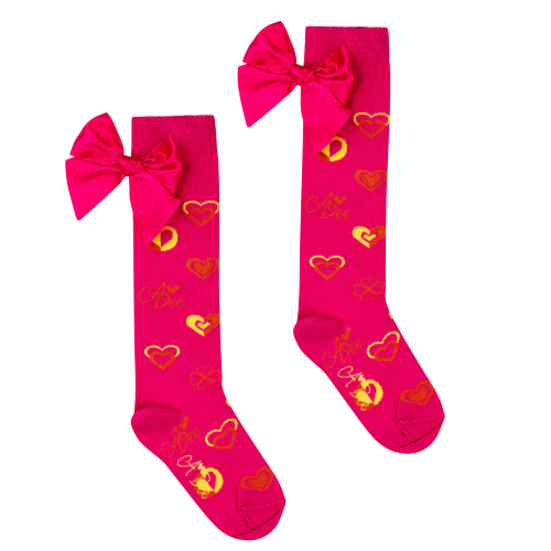 A Dee Girls 'Mairi' Heart Knee High Socks