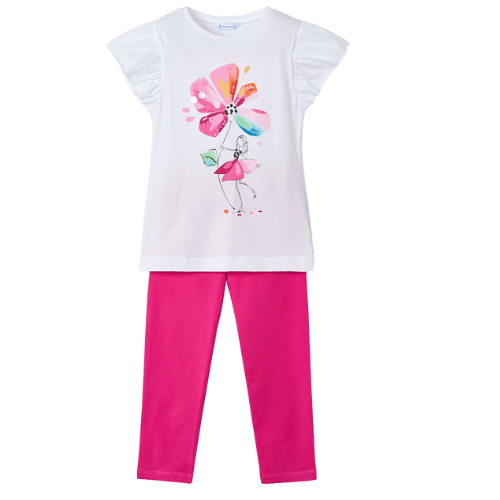 Mayoral Girls Fuchsia Flower Leggings Set