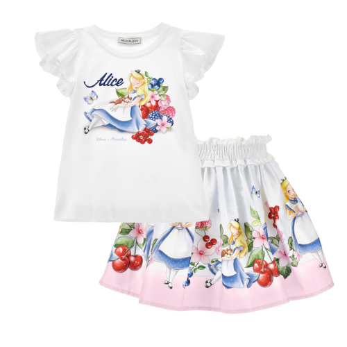 Monnalisa Girls White Alice Skirt Set