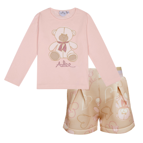 A Dee Girls Beige 'Suzi & Stevie' Teddy Short Set