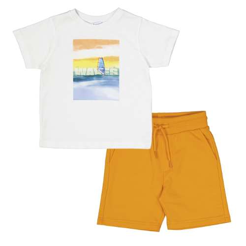 Mayoral Boys Orange Waves Shorts Set