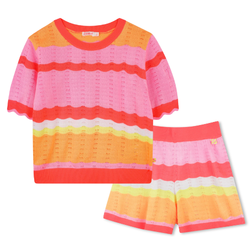 Billieblush Girls Stripe Knit Shorts Suit