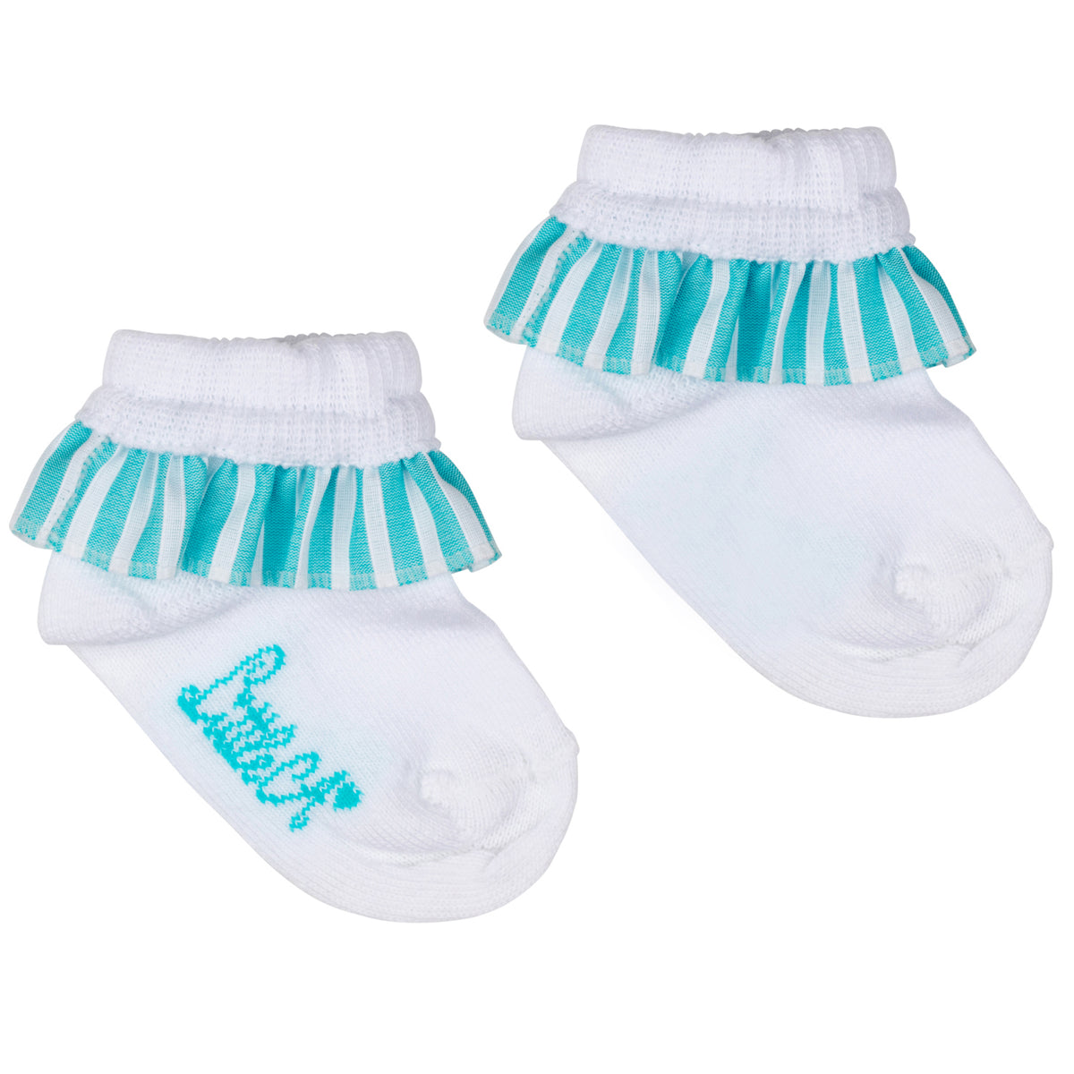 Little A Girls 'Kristie' White Stripe Frill Socks