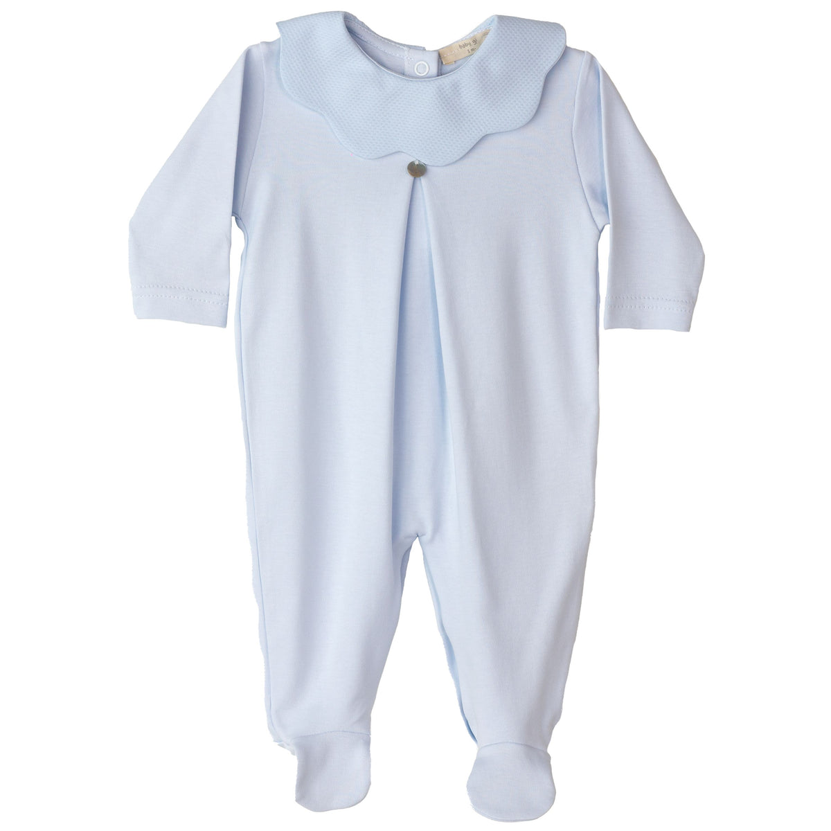 Baby Gi Blue Cotton Scallop Collar Babygrow