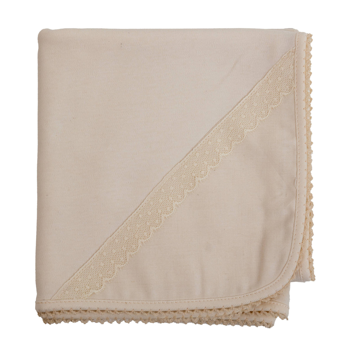 Baby Gi Beige Lace Trim Muslin Blanket