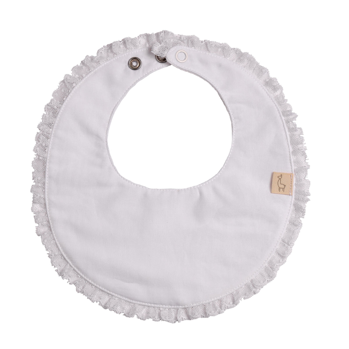 Baby Gi White Lace Trim Bib