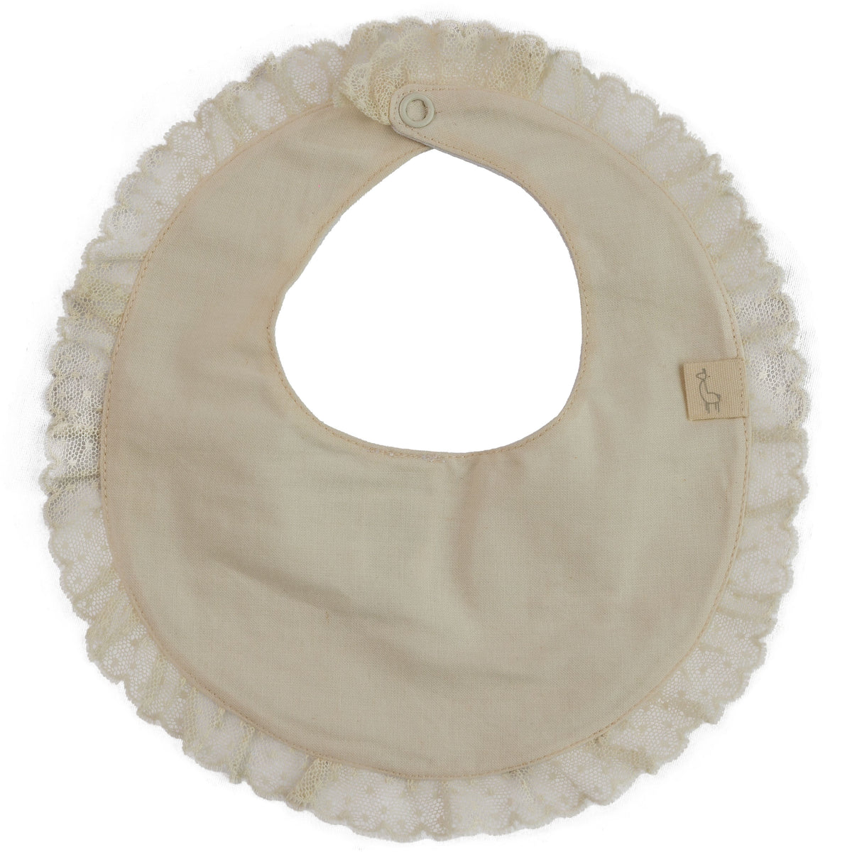 Baby Gi Beige Lace Trim Bib