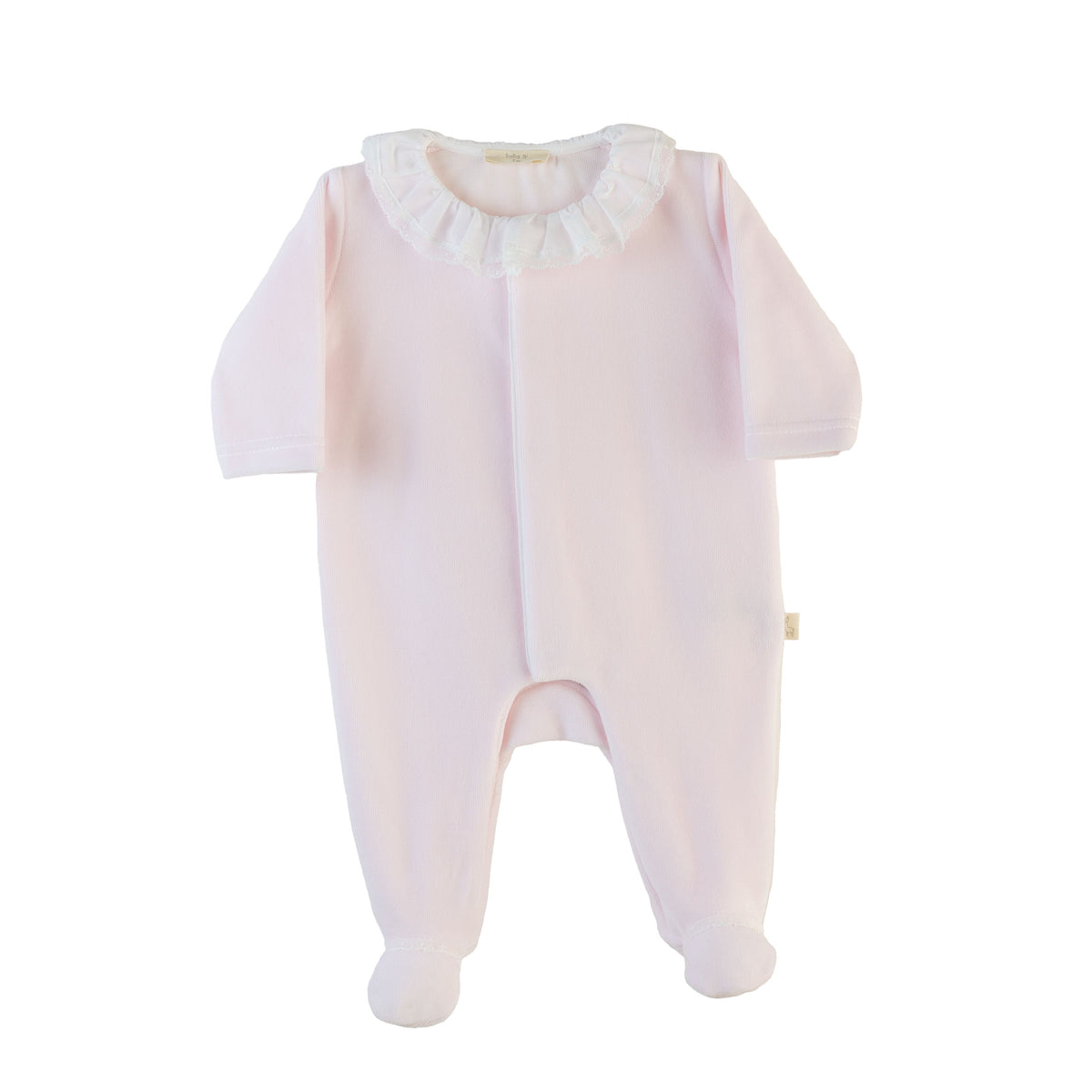 Baby Gi Pink Velour Lace Frill Collar Babygrow