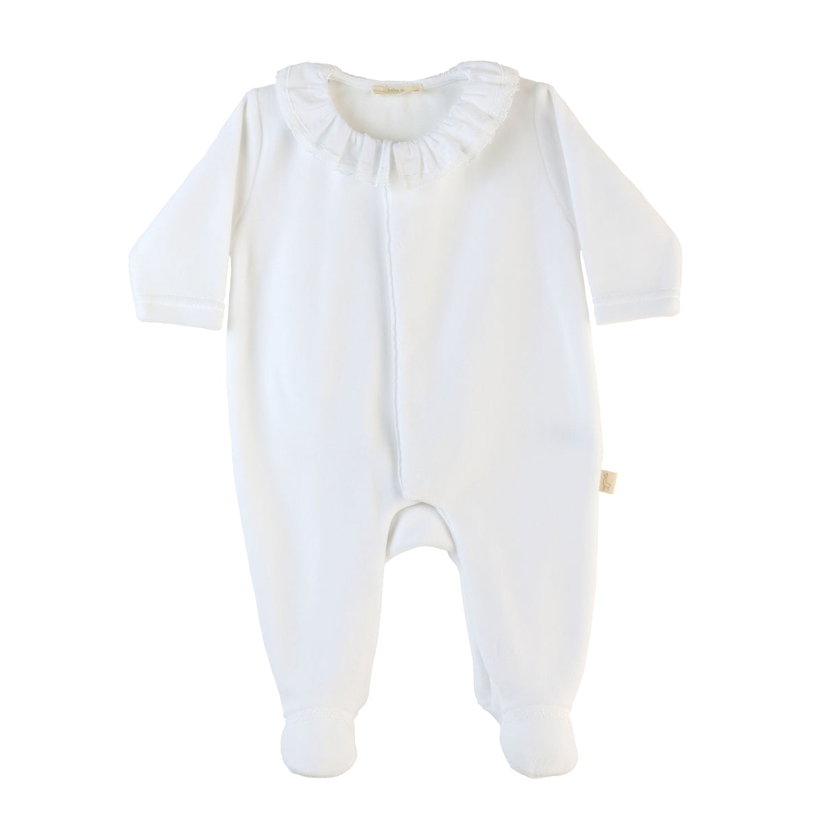 Baby Gi Ivory Velour Lace Frill Collar Babygrow