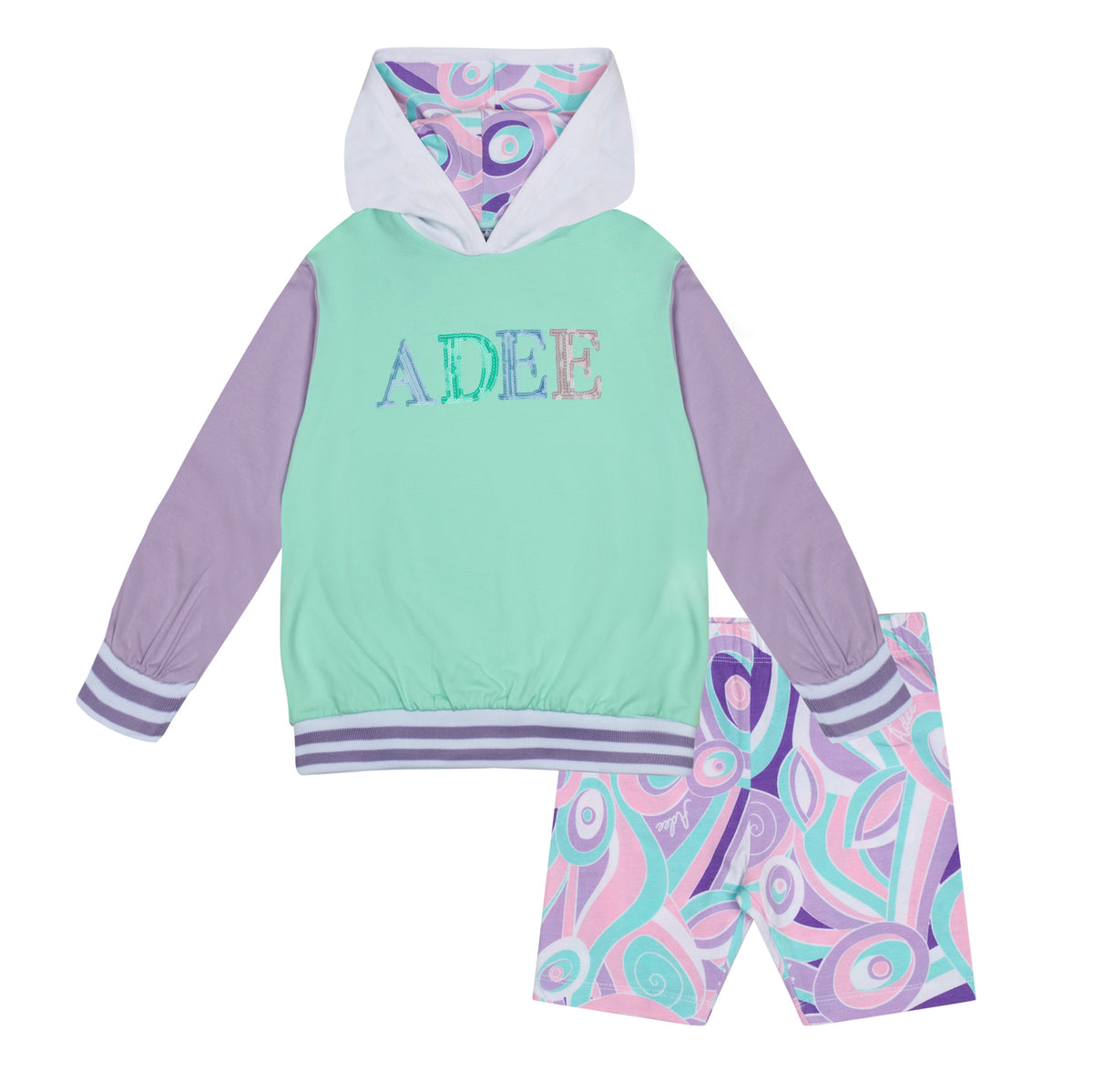 A Dee Girls 'Nellie' Pastel Print Cycling Shorts Set