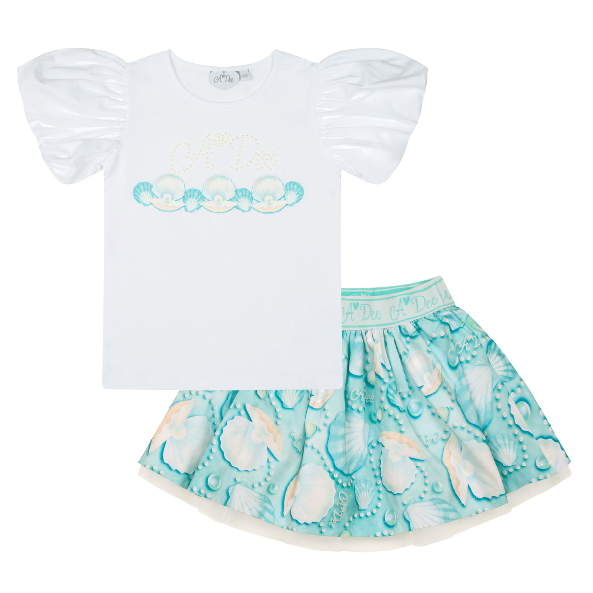 A Dee Girls 'Olive' Pearl Print Skirt Set
