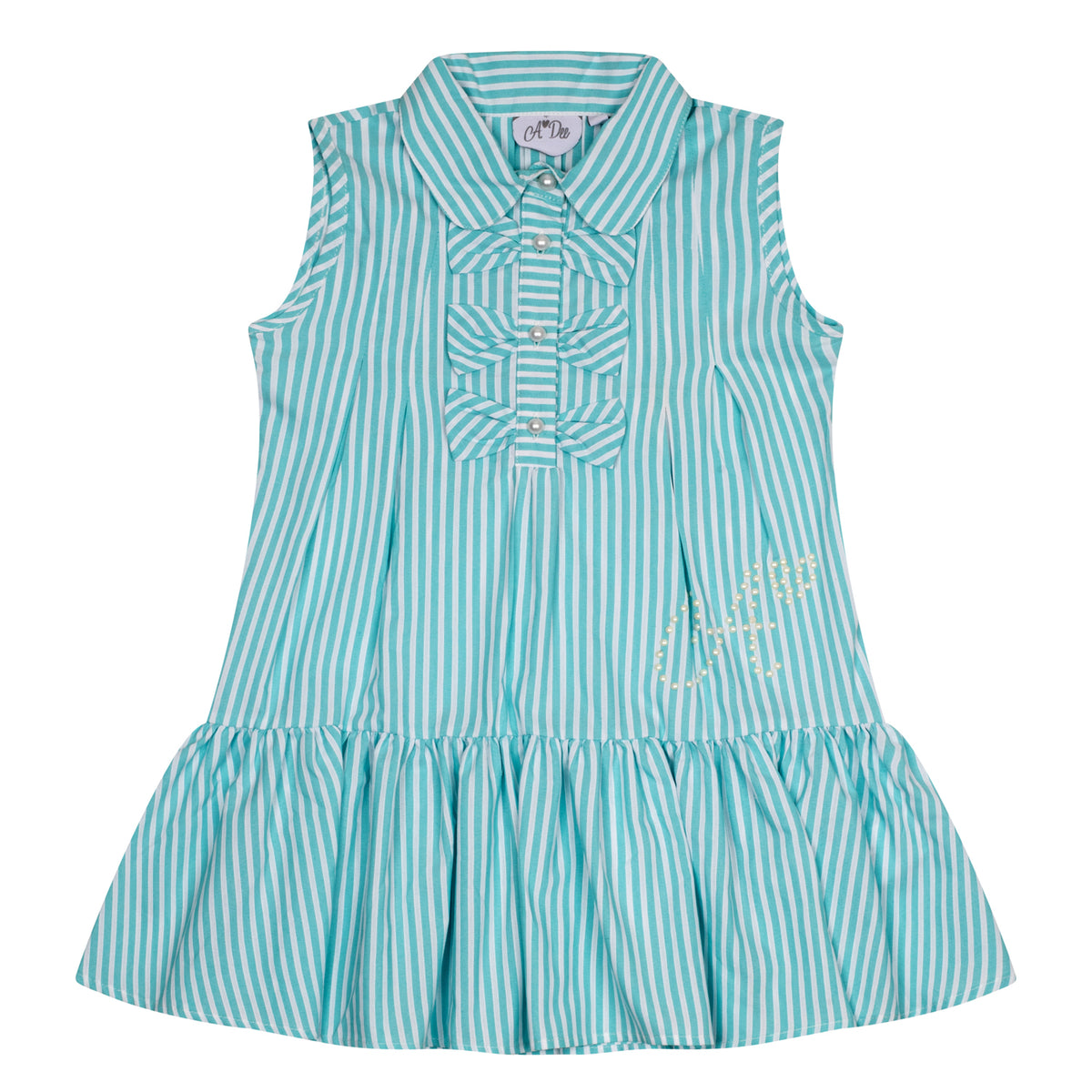 A Dee Girls 'Odette' Blue Stripe Dress