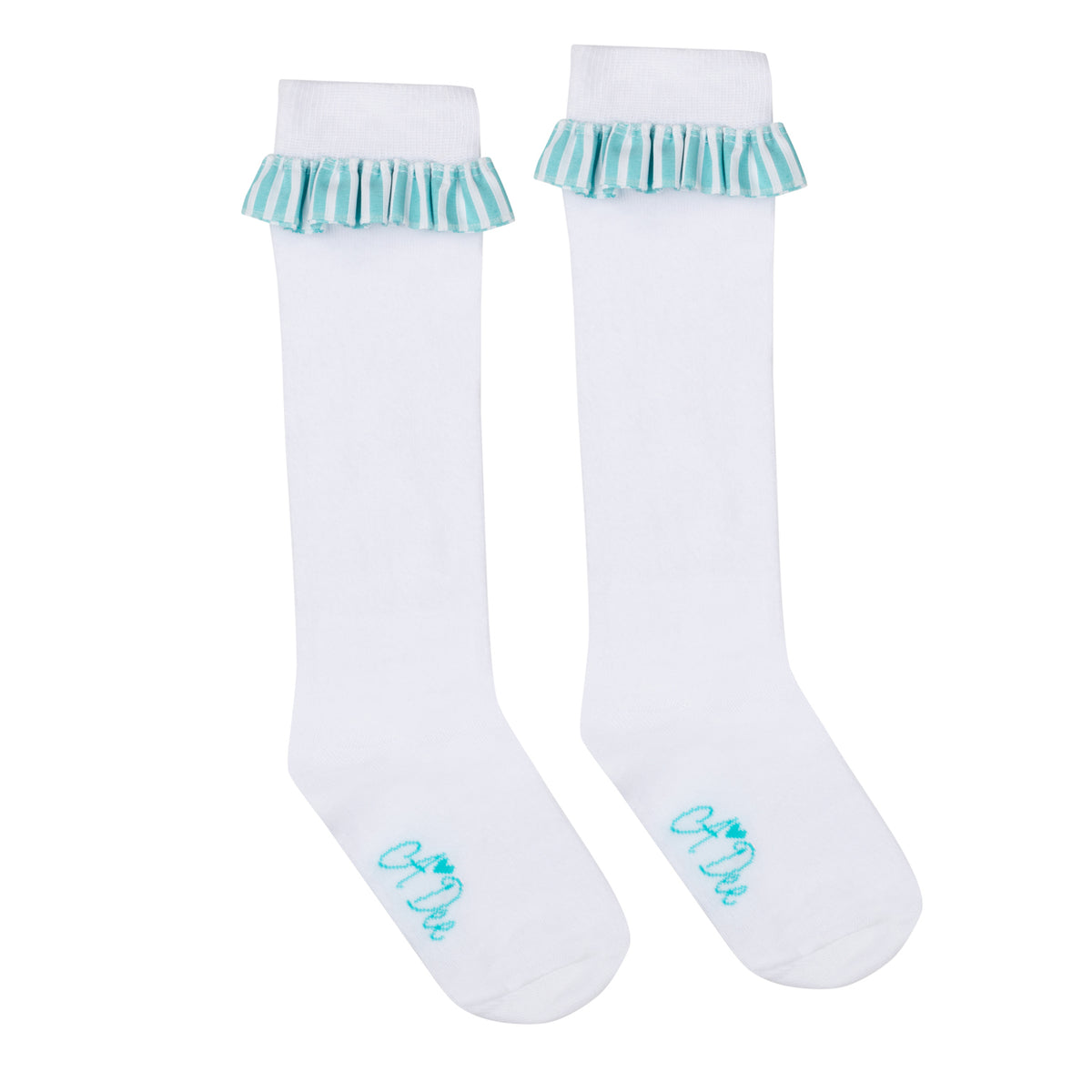 A Dee Girls 'Orlena' Stripe Frill Knee High Socks