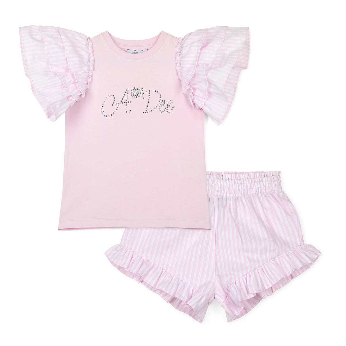 A Dee Girls 'Coco' Pink Stripe Shorts Set