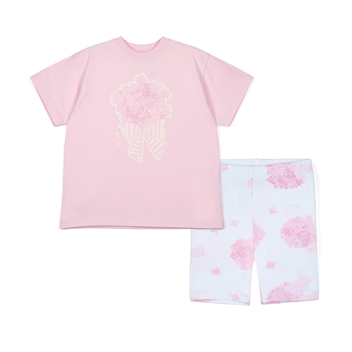 A Dee Girls 'Camila' Pink Hydrangea Cycling Shorts Set