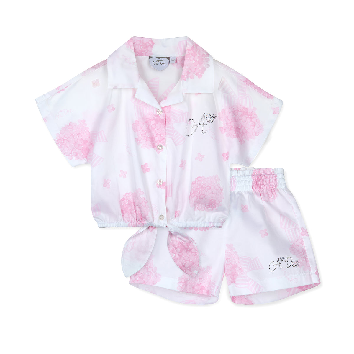 A Dee Girls 'Caroline' Hydrangea Shorts Set