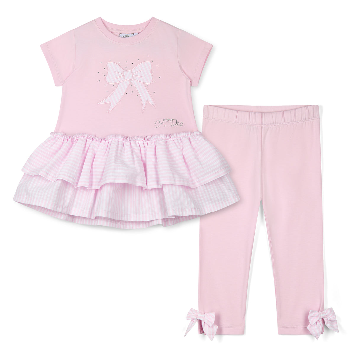 A Dee Girls 'Cecelia' Pink Stripe Leggings Set