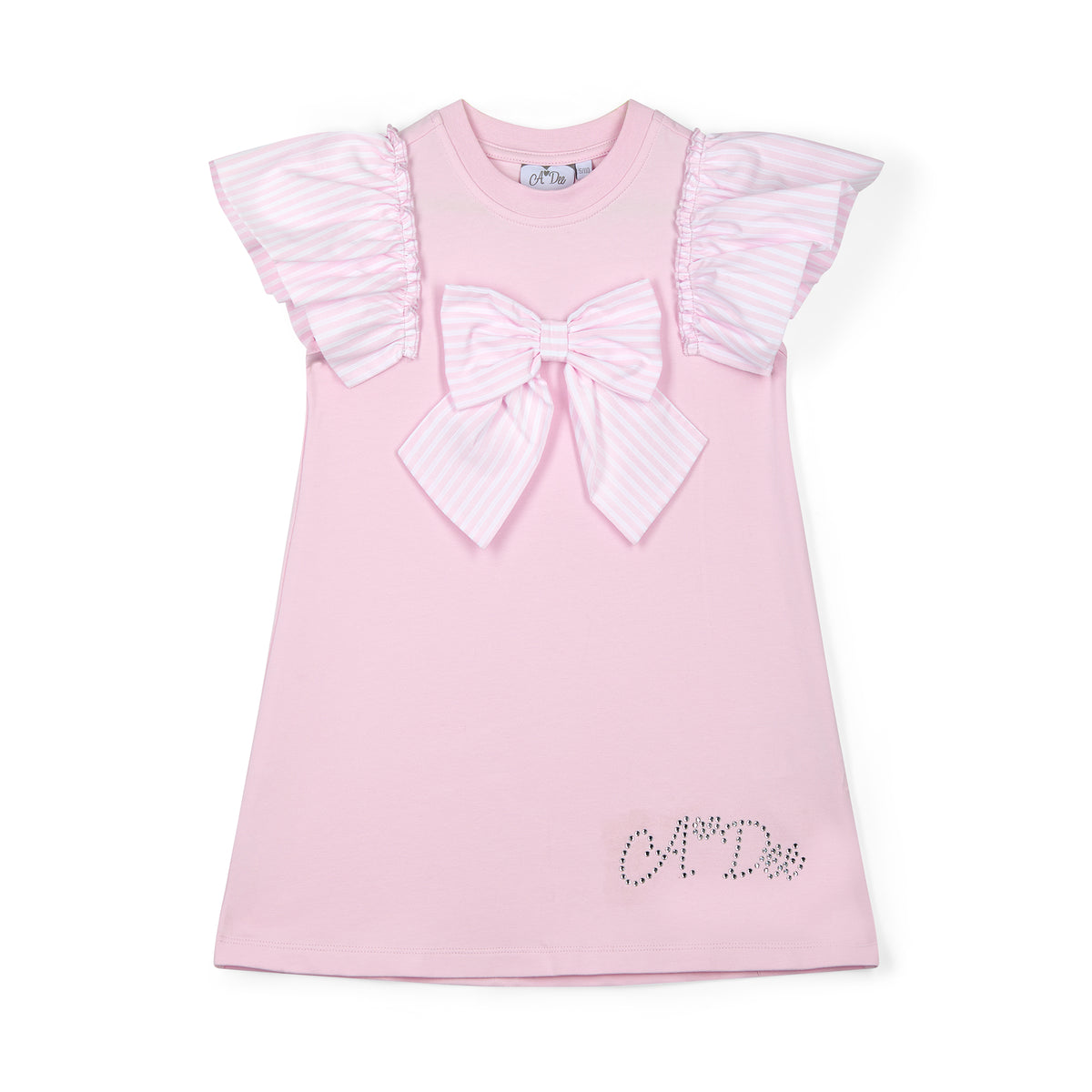 A Dee Girls 'Cali' Pink Stripe Bow Dress