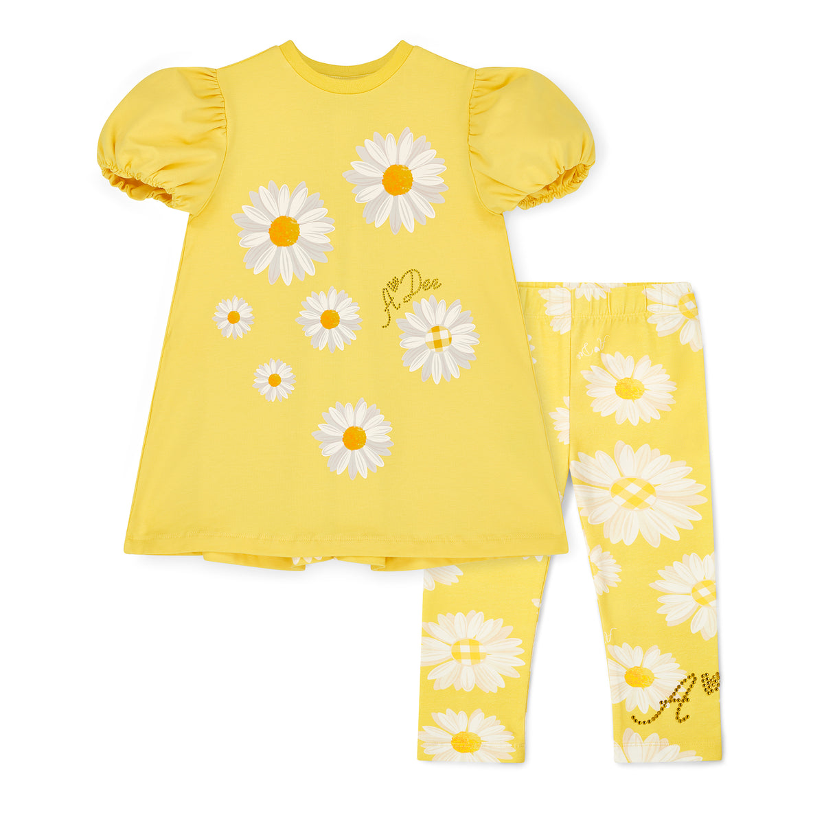 A Dee Girls 'Delilah' Yellow Daisy Leggings Set