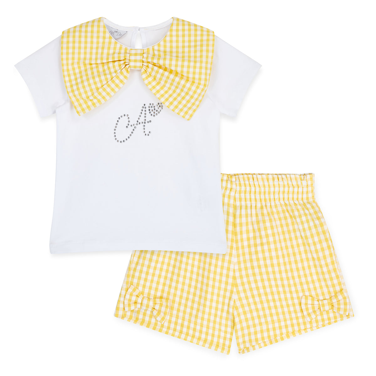 A Dee Girls 'Dixie' Yellow Gingham Shorts Set