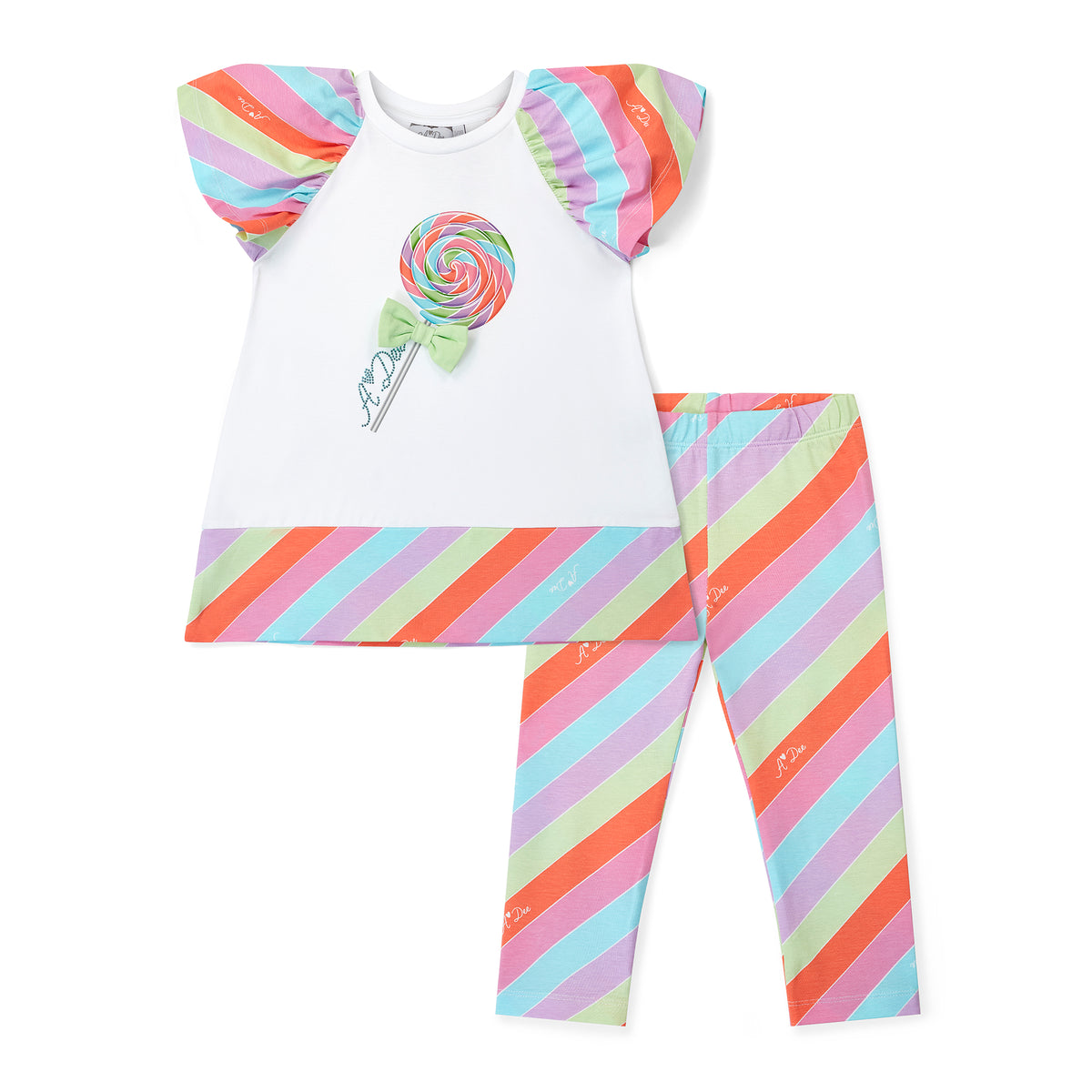 A Dee Girls 'Eva' Stripe Lolly Leggings Set