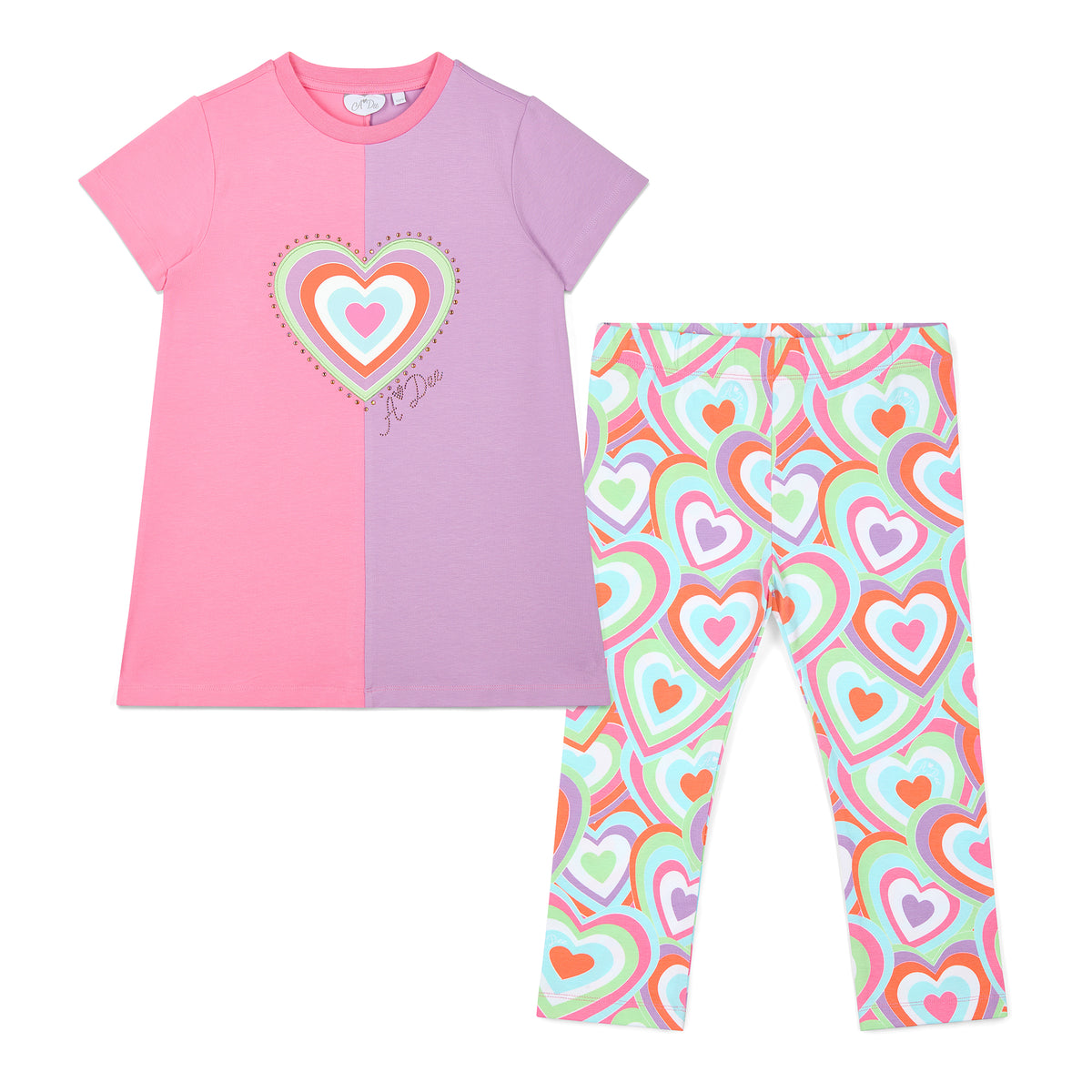 A Dee Girls 'Erin' Heart Print Leggings Set