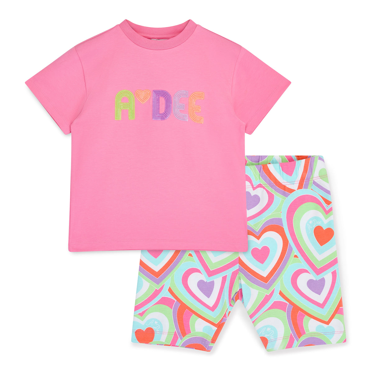 A Dee Girls 'Ellie' Pink Heart Cycling Shorts Set