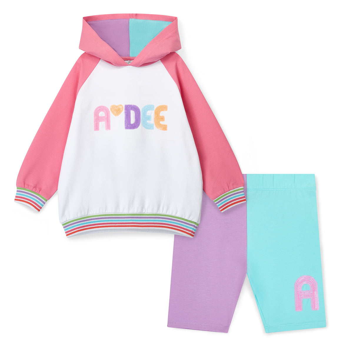 A Dee Girls 'Eloise' Colourblock Hoodie Cycling Set