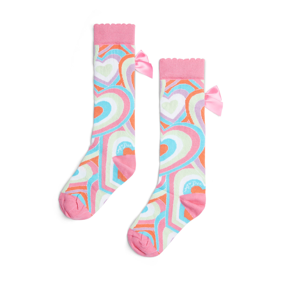 A Dee Girls 'Elena' Heart Print Knee Socks