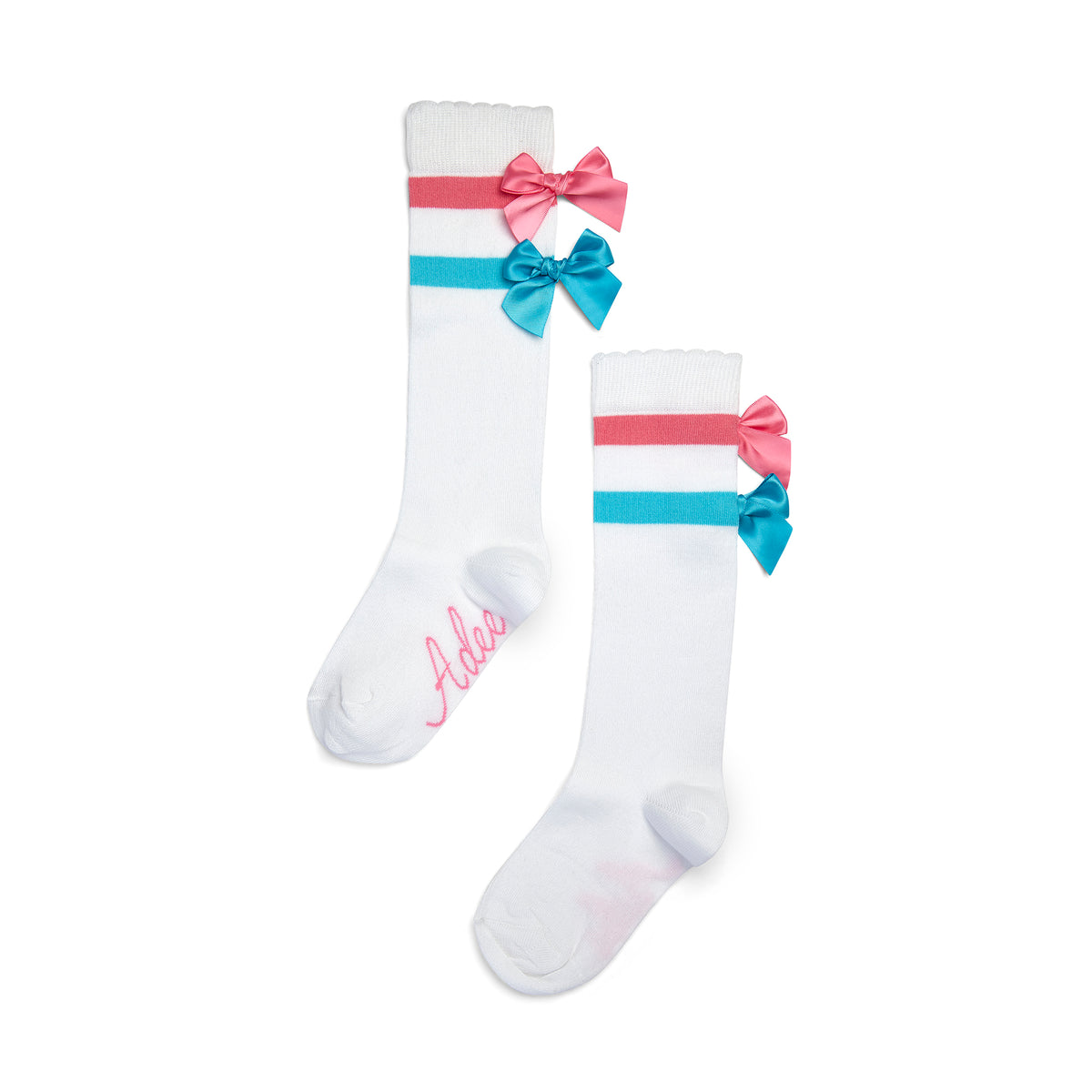 A Dee Girls 'Edith' White Bow Knee Socks