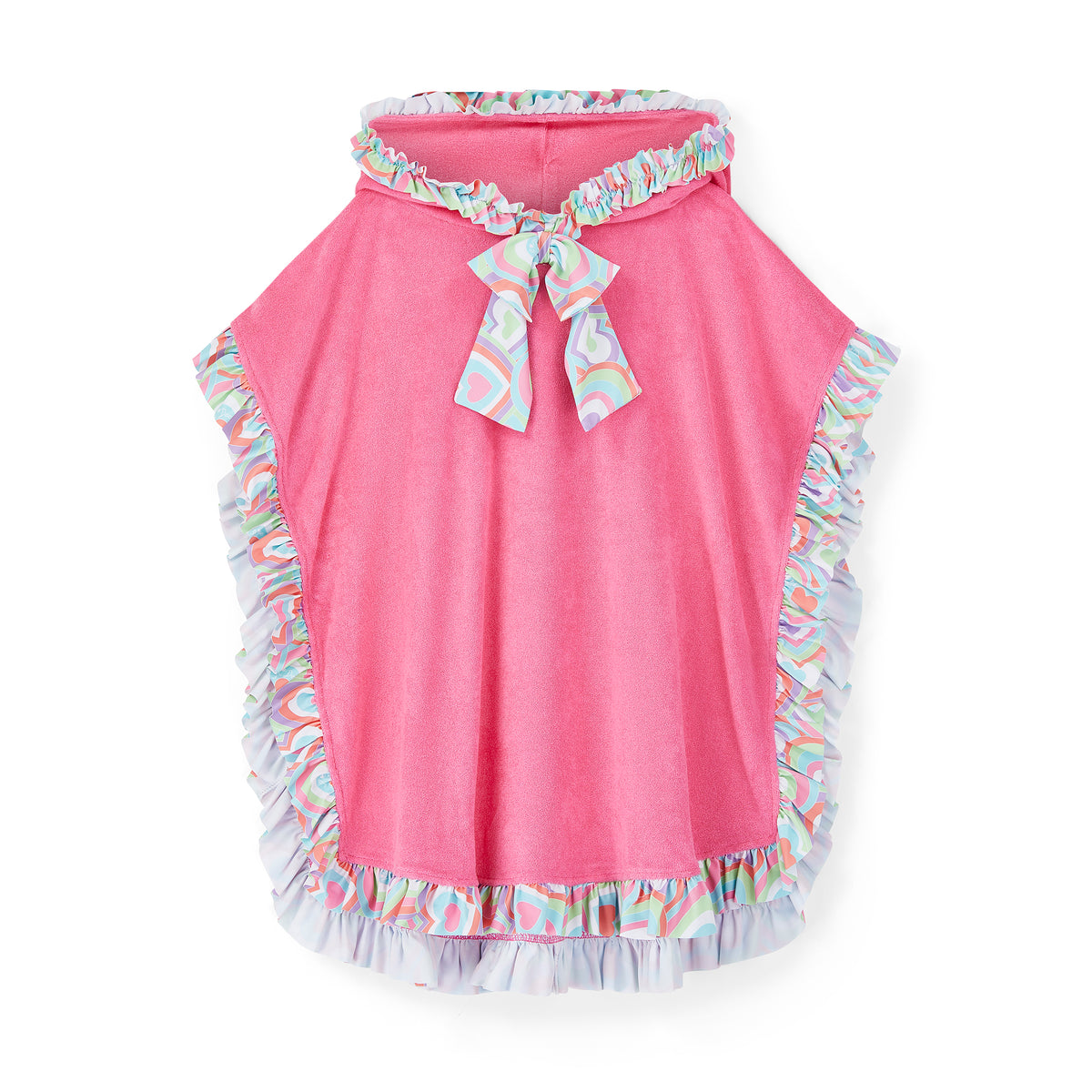 A Dee Girls 'Bubbles' Heart Print Frill Poncho