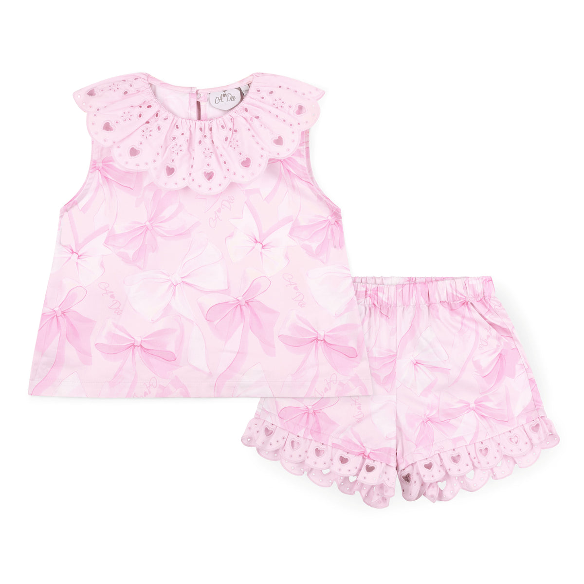 A Dee Girls 'Ruby' Poplin Bow Print Shorts Set
