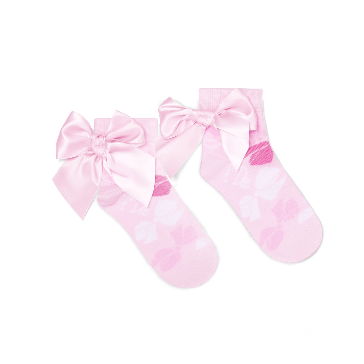 A Dee Girls 'Rina' Pink Bow Print Ankle Socks