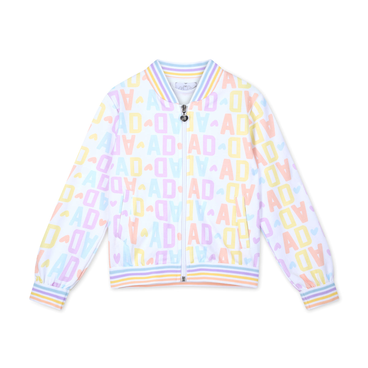A Dee Girls 'Sassy' Initial Print Bomber Jacket