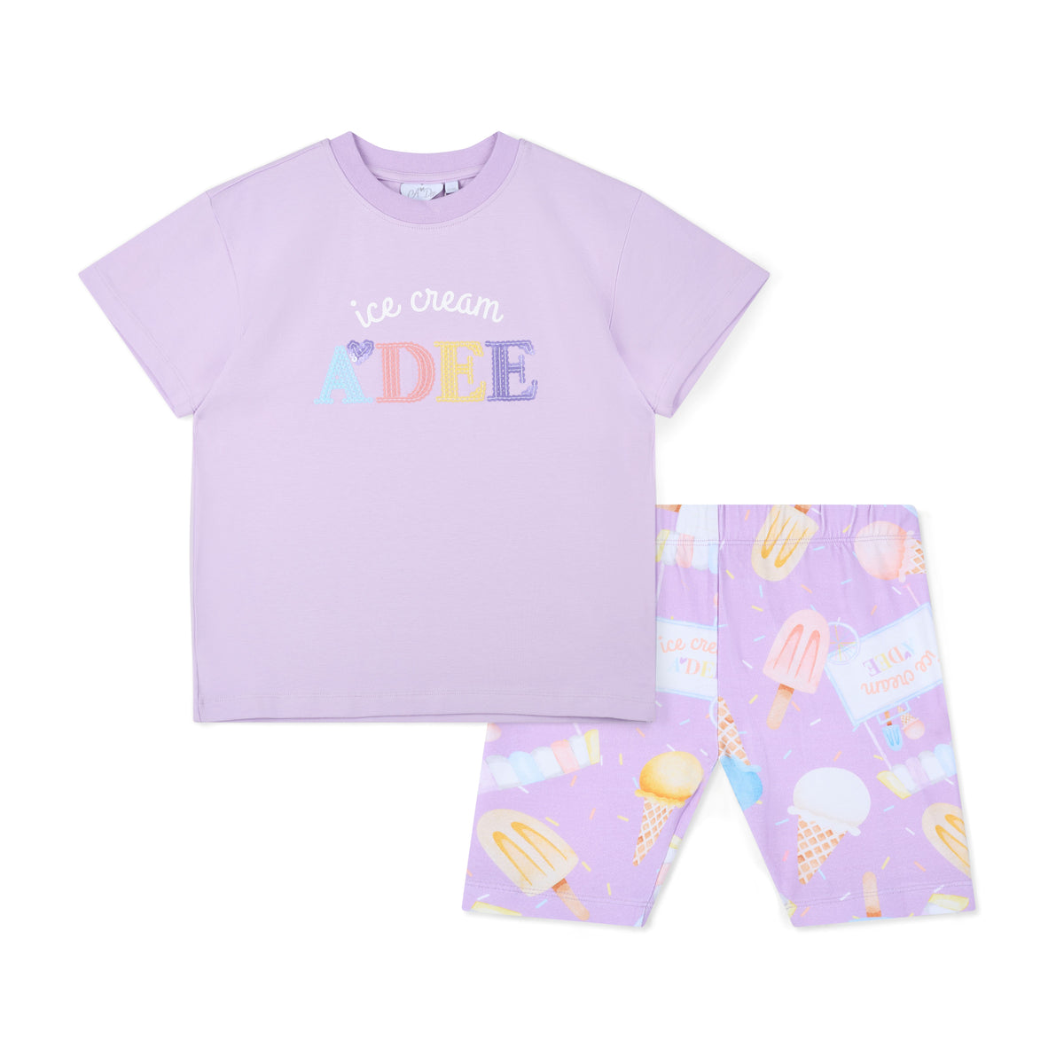 A Dee Girls 'Sophia' Ice Cream Cycling Shorts Set
