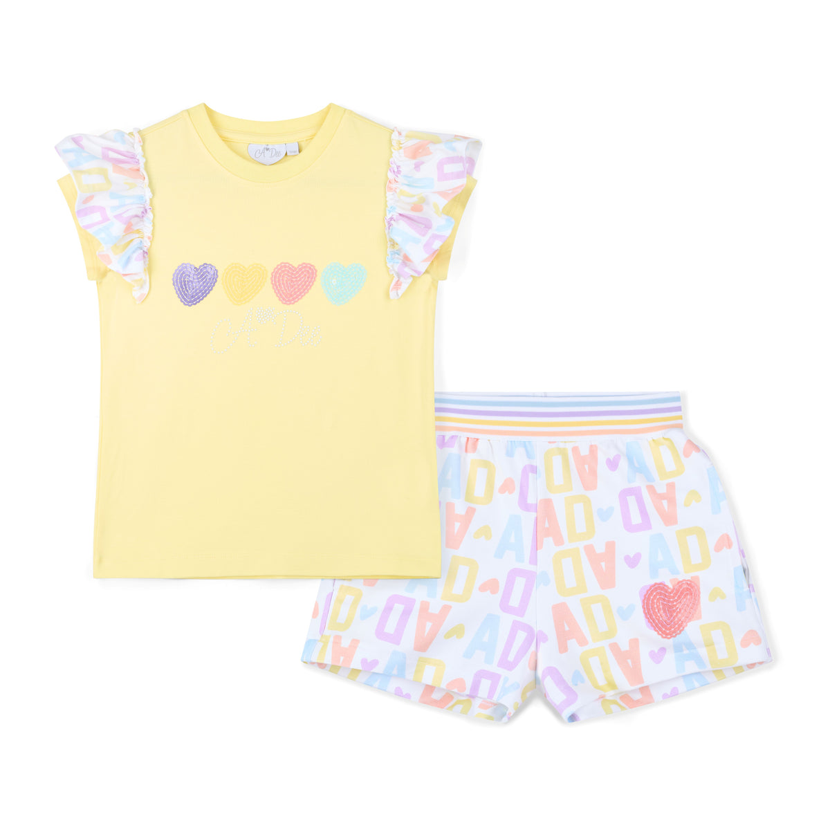 A Dee Girls 'Sienna' Initial Print Shorts Set