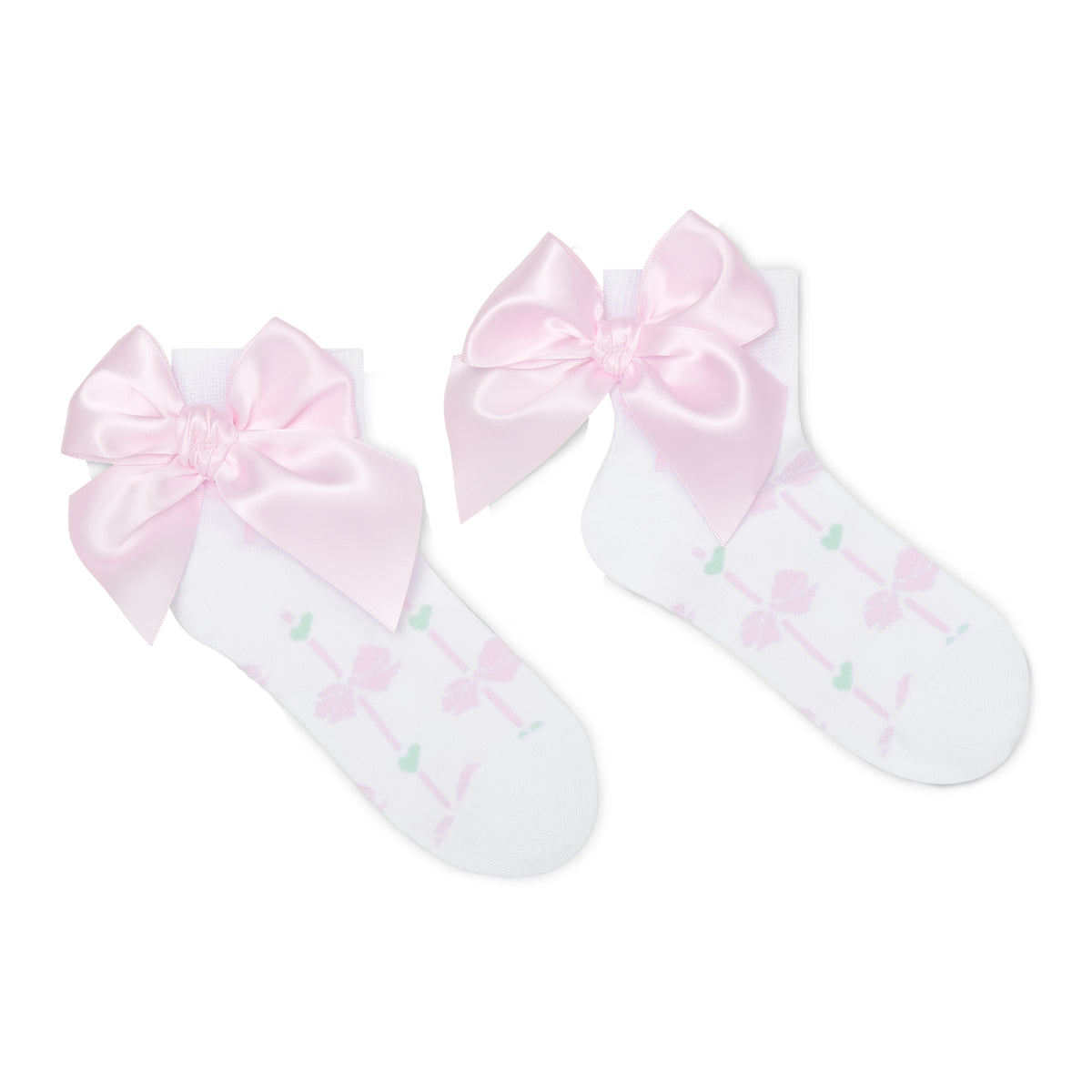A Dee Girls 'Rina' White Bow Stripe Ankle Socks