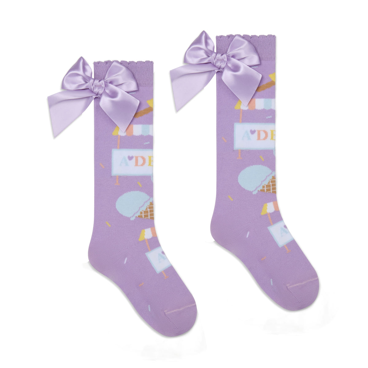 A Dee Girls 'Sandra' Ice Cream Print Knee Socks