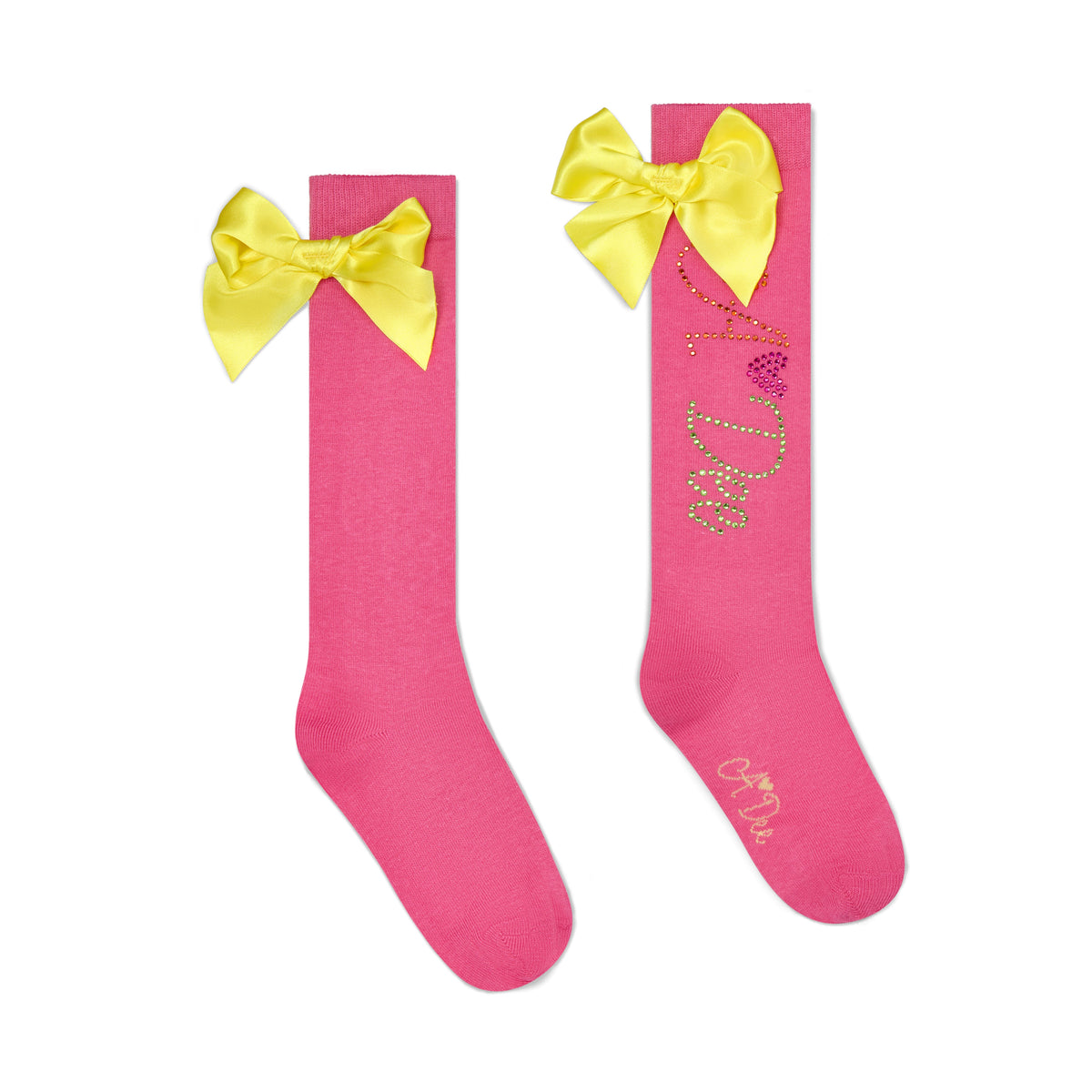 A Dee Girls 'Tina' Fuchsia Bow Knee Socks