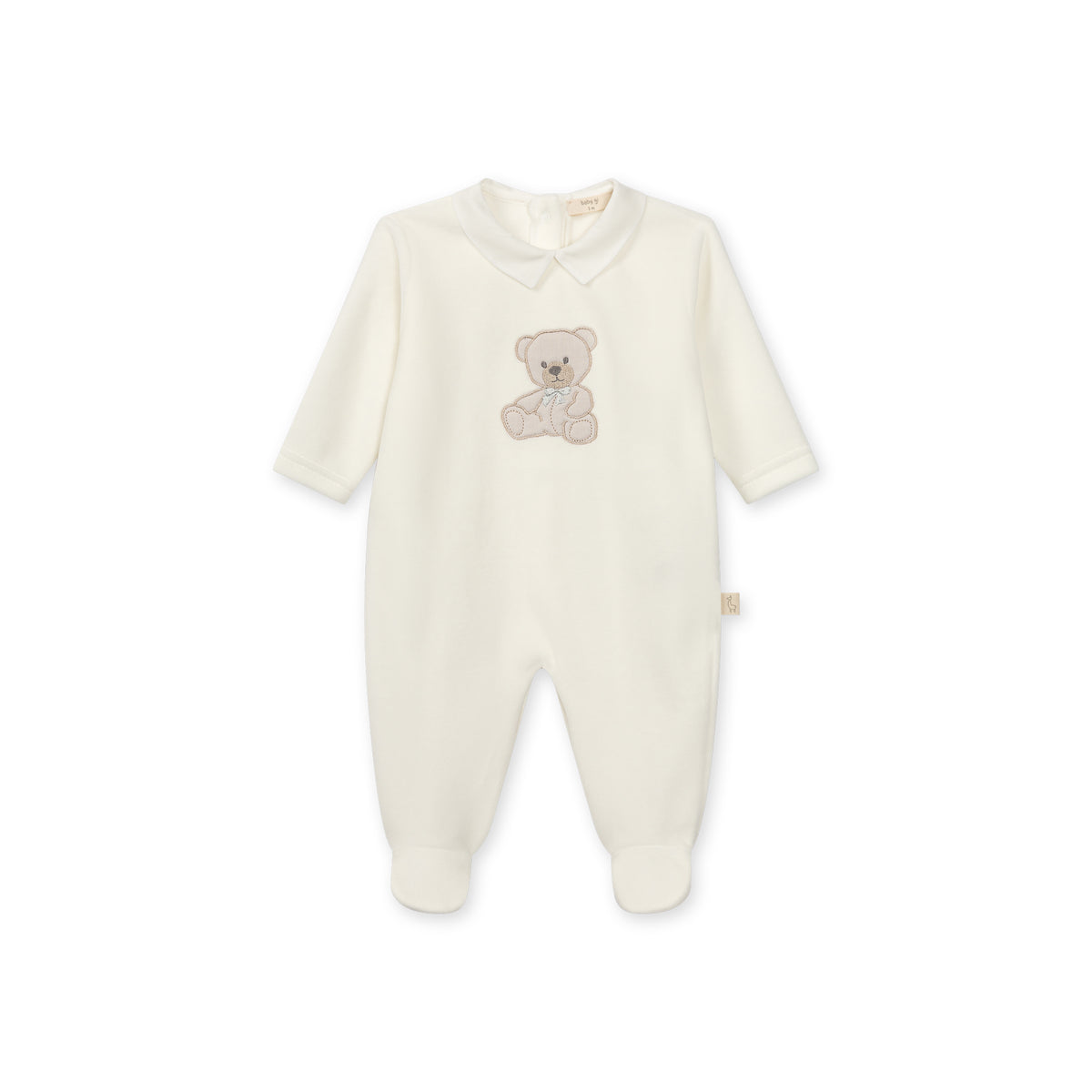 Baby Gi Ivory Teddy Velour Babygrow
