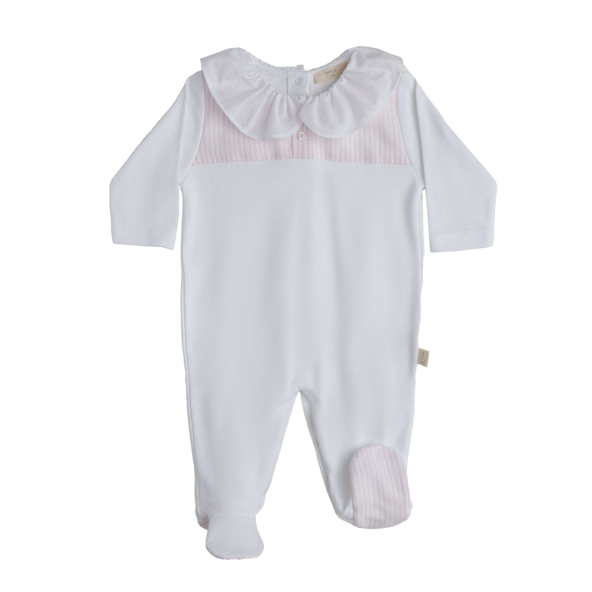 Baby Gi White & Pink Stripe Babygrow