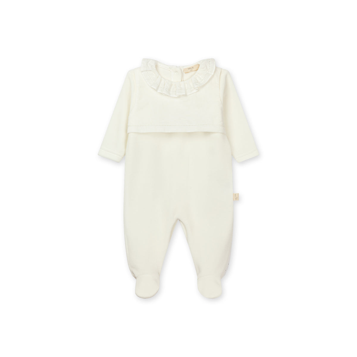 Baby Gi Ivory Overlay Velour Babygrow