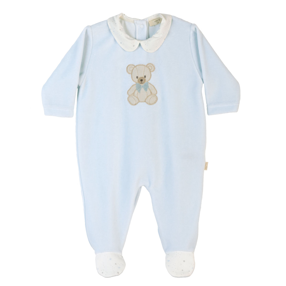 Baby Gi Blue Star Teddy Velour Babygrow