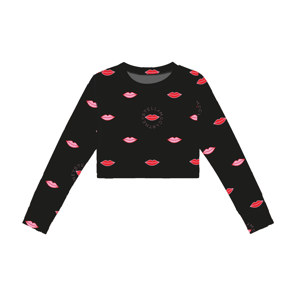 Stella McCartney Girls Black Lip Print Crop Top