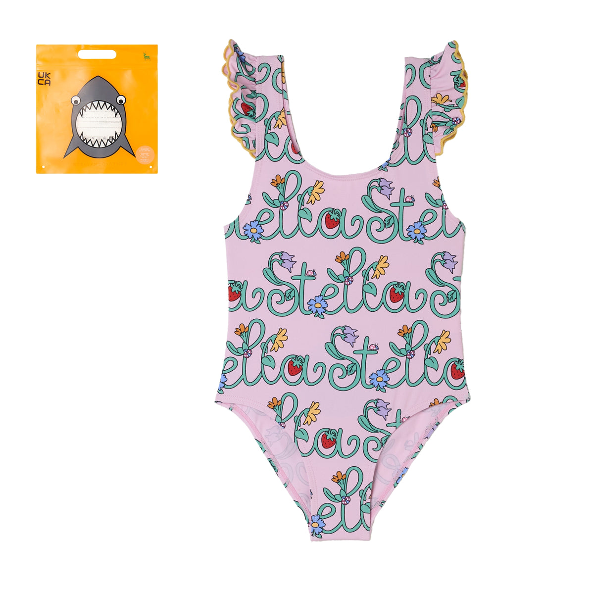 Stella McCartney Girls Pink Logo Swimsuit