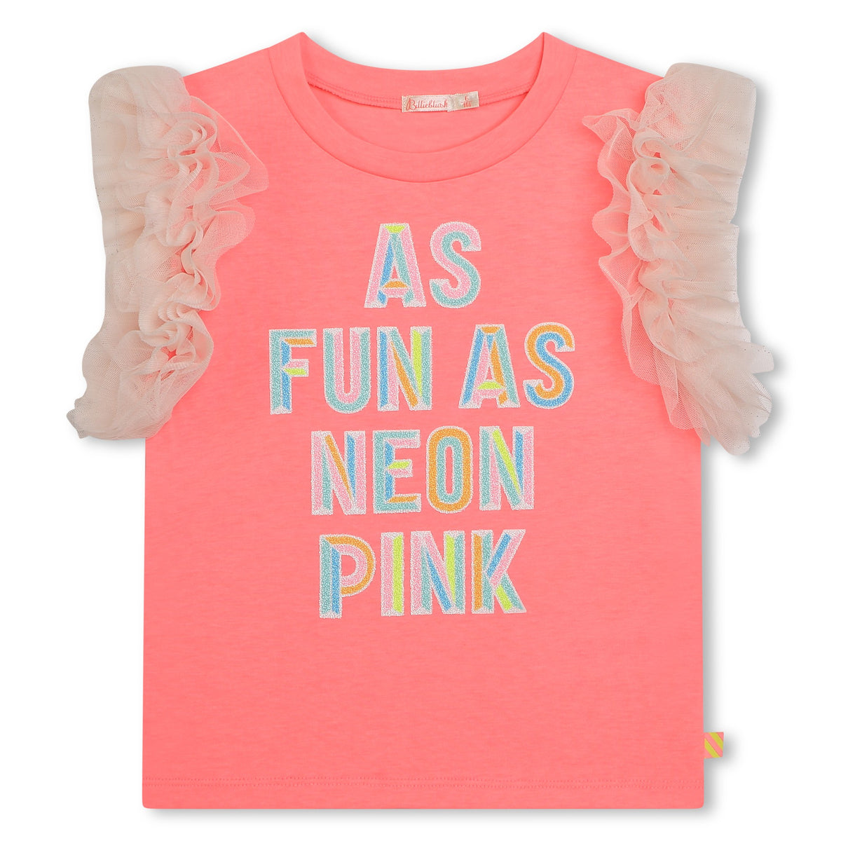 Billieblush Girls Pink Tulle Sleeve T-Shirt