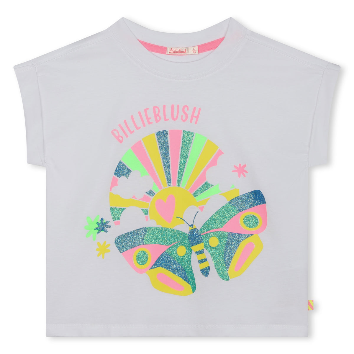 Billieblush Girls White Butterfly Rainbow T-Shirt