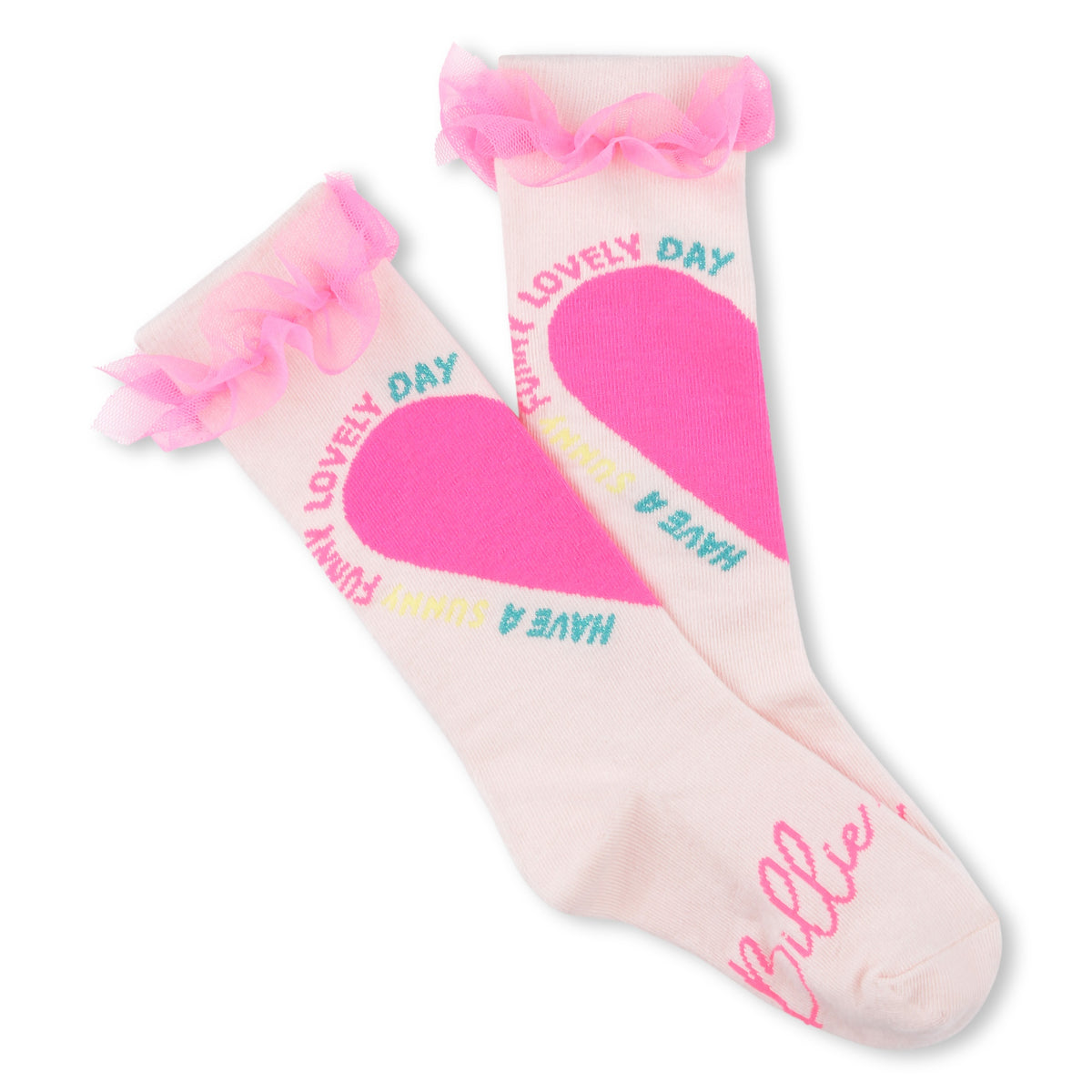 Billieblush Girls Pink Heart Tulle Socks